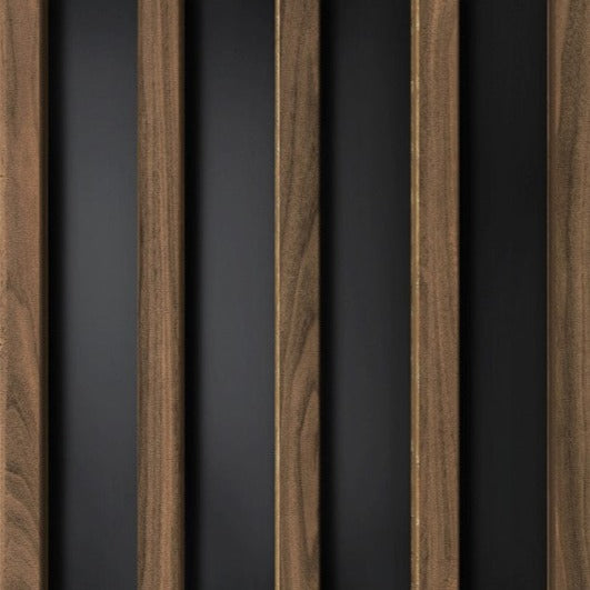 Wood wall WoodHarmony ® Walnut on a black background